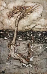 A Young Girl Riding a Sea Serpent, 1904
